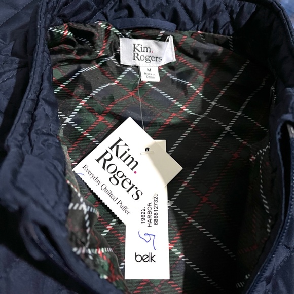 Kim Rogers Lined Lightweight Puffer Quilted Full Zip Vest Navy Blue - Picture 9 of 11